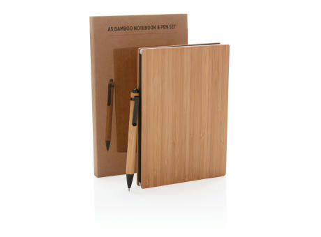 A5 Bambus Notizbuch & Stift bedrucken
