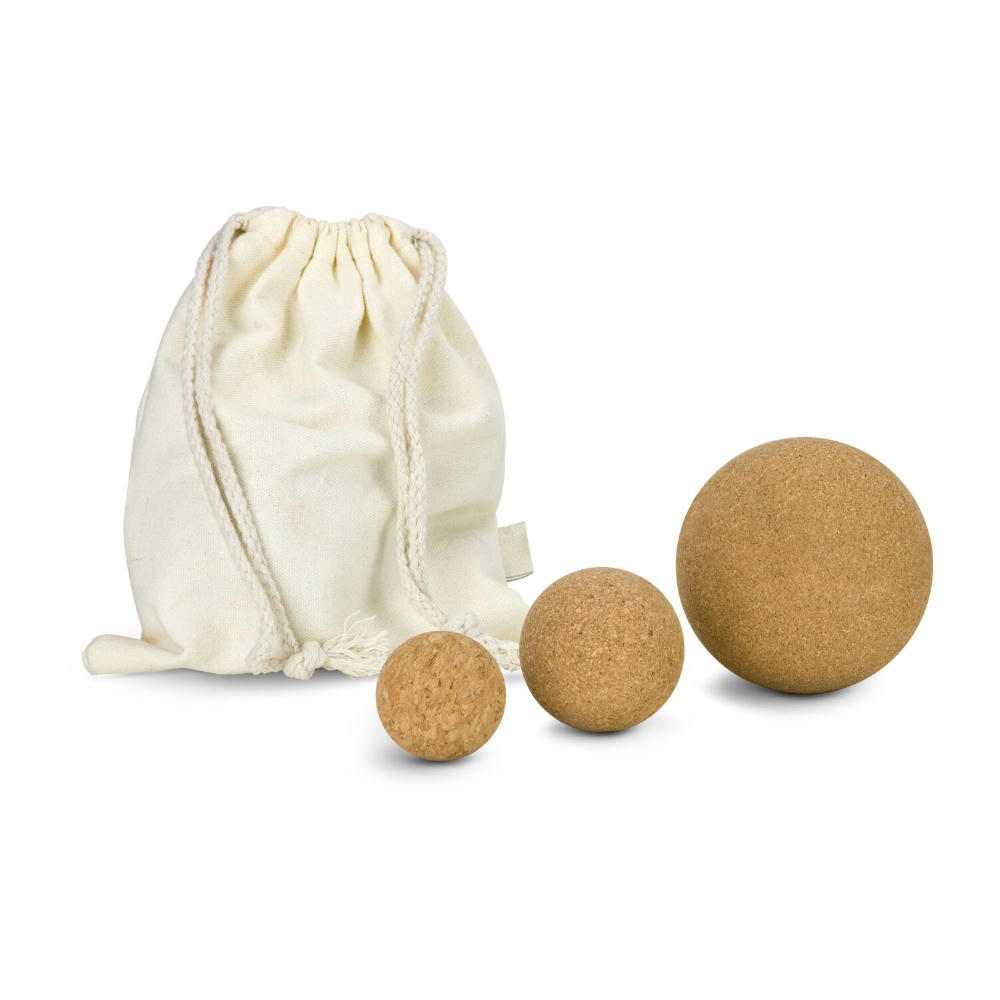 Product image Massagebälle Cork, 3er Set Faszienbälle in verschiedenen Größen Werbeartikel