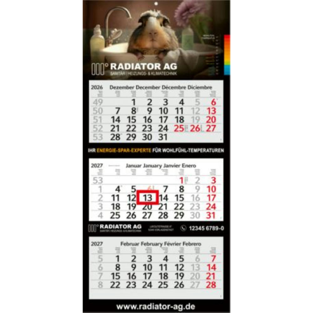 3-Monatskalender Mehrblock Profil 3 EXPRESS Schrift modern Werbeartikel