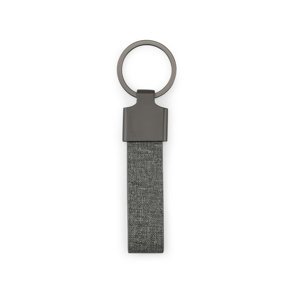 RAVEN. Schlüsselanhänger, rechteckig, aus Metall und recyceltem Pet (30% recycelt) Werbeartikel