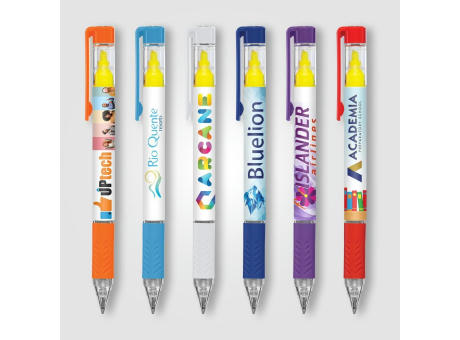 ‭Bergman Kugelschreiber mit Textmarker & farbigem Griff bedrucken