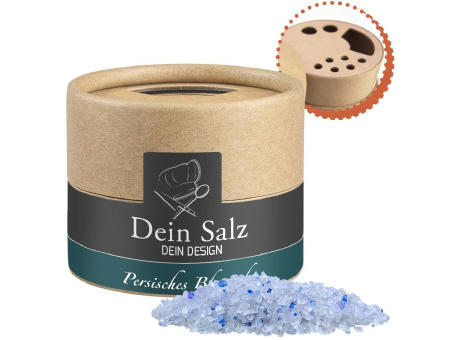 Persisches blaues Saphirsalz, ca. 55g, Kraftpapierstreuer Mini Werbeartikel