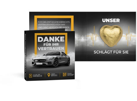 Product image Werbekarte mit Lindt Schokoladen Herz 5 g bedrucken