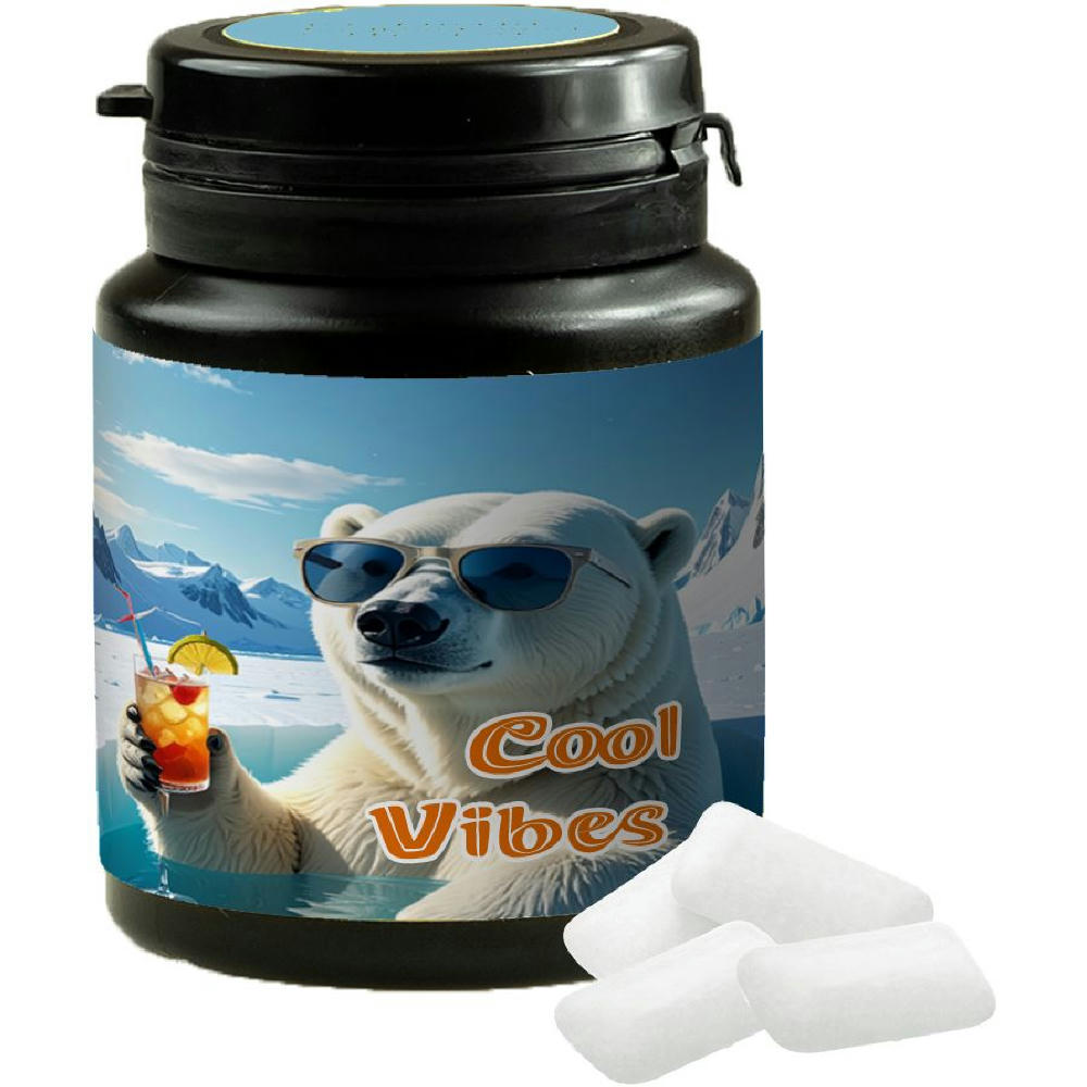 Product image Icemint Kaugummi, ca. 63g, Kaugummi Dose schwarz Werbeartikel
