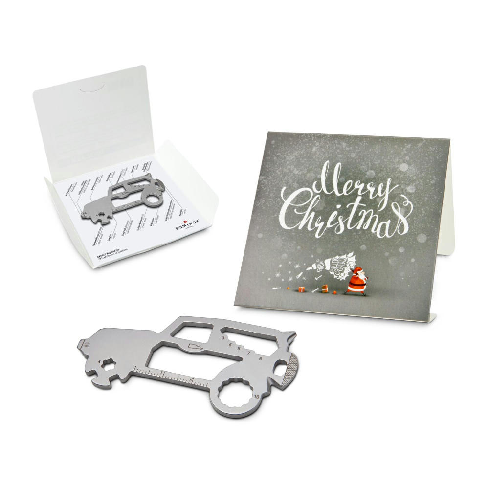 Geschenkartikel: ROMINOX® Key Tool Truck / LKW (22 Funktionen) im Motiv-Mäppchen Merry Christmas Werbeartikel