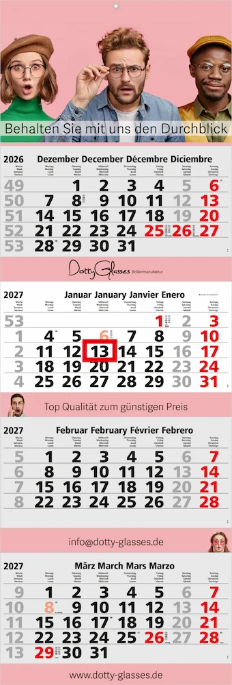 4-Monatskalender Quadro 4 Post Bestseller (Mehrblock) 4-Monatskalender Quadro 4 Post Bestseller (Mehrblock)