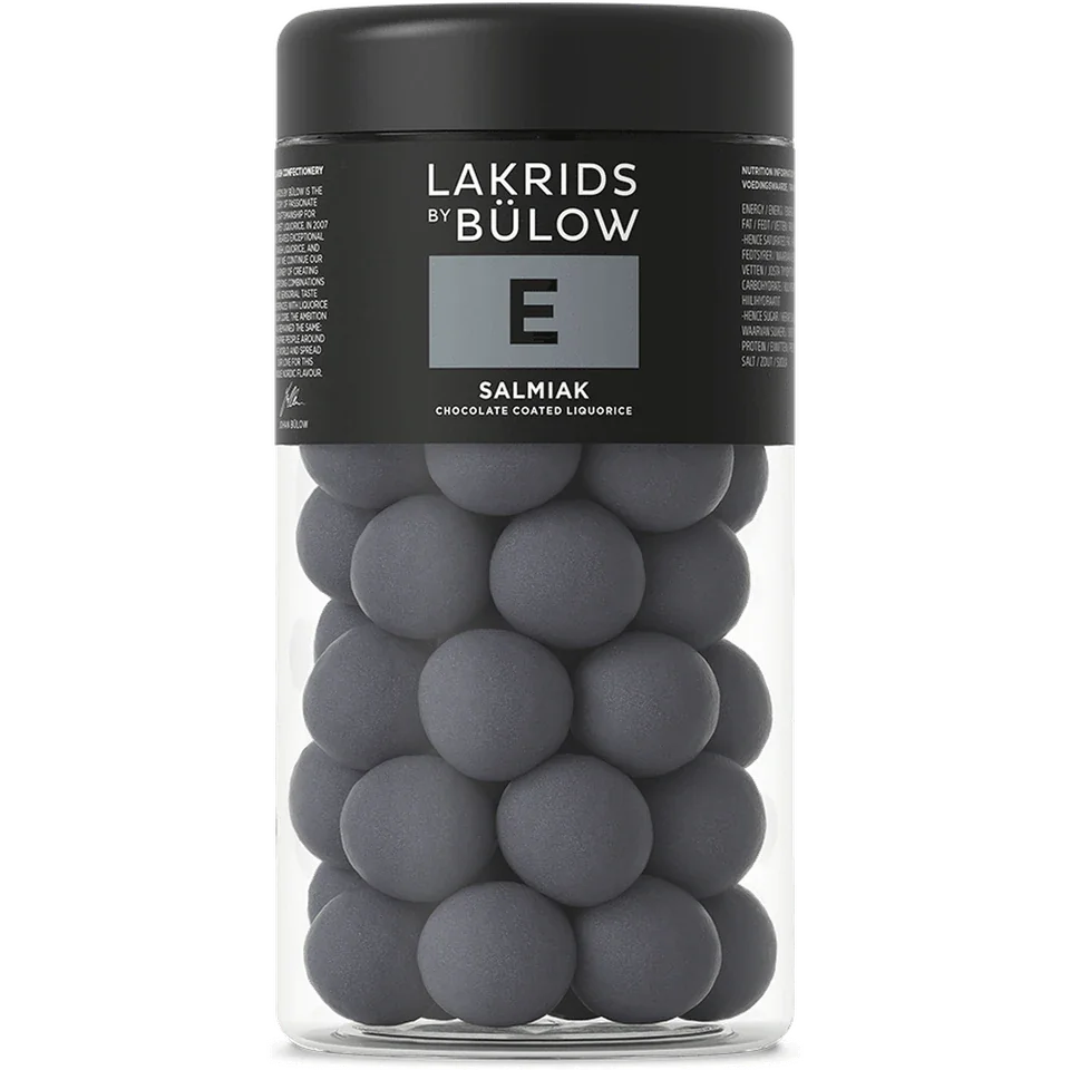 Schoko-Lakritz E Salmiak Lakrids by Bülow – Produktfoto der schwarzen Lakritzdose, freigestellt