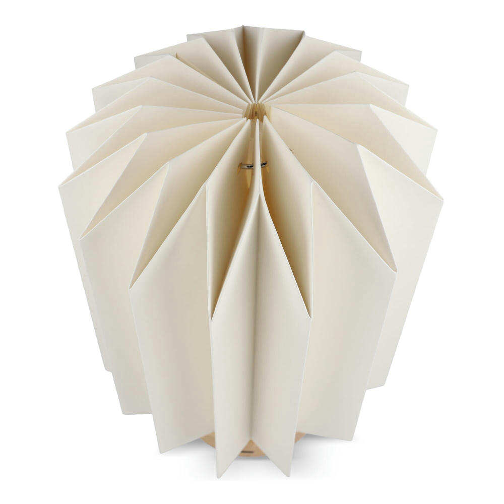 Coollux faltbare Papier-LED-Lampe Eos auf Holzsockel, 25 cm (Briefkastengröße) Werbeartikel