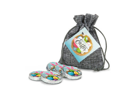 Geschenkset / Präsenteset: Oster-Schokotaler im Säckchen Werbeartikel