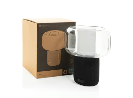 Lux 10W Lautsprecherlampe aus RCS recyceltem Kunststoff Werbeartikel