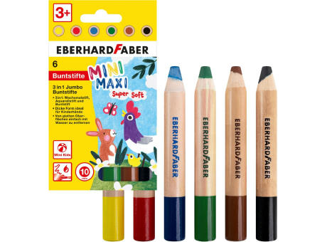 Jumbo Buntstift MiniMaxi 3 in 1 - 6er Etui Werbeartikel