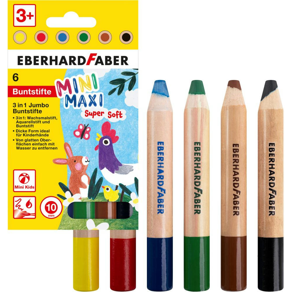 Product image Jumbo Buntstift MiniMaxi 3 in 1 - 6er Etui Werbeartikel