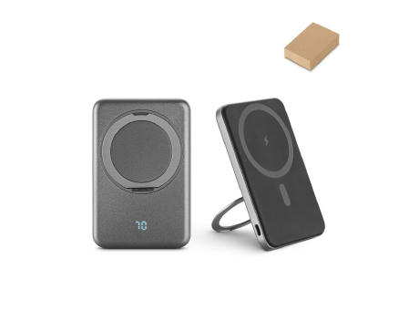 Product image WARSHEL 5. Magnetische Powerbank mit 5'000 mAh und superschnellem kabellosem Ladegerät (15 W) aus recyceltem ABS (100% rABS) mit Ständer bedrucken