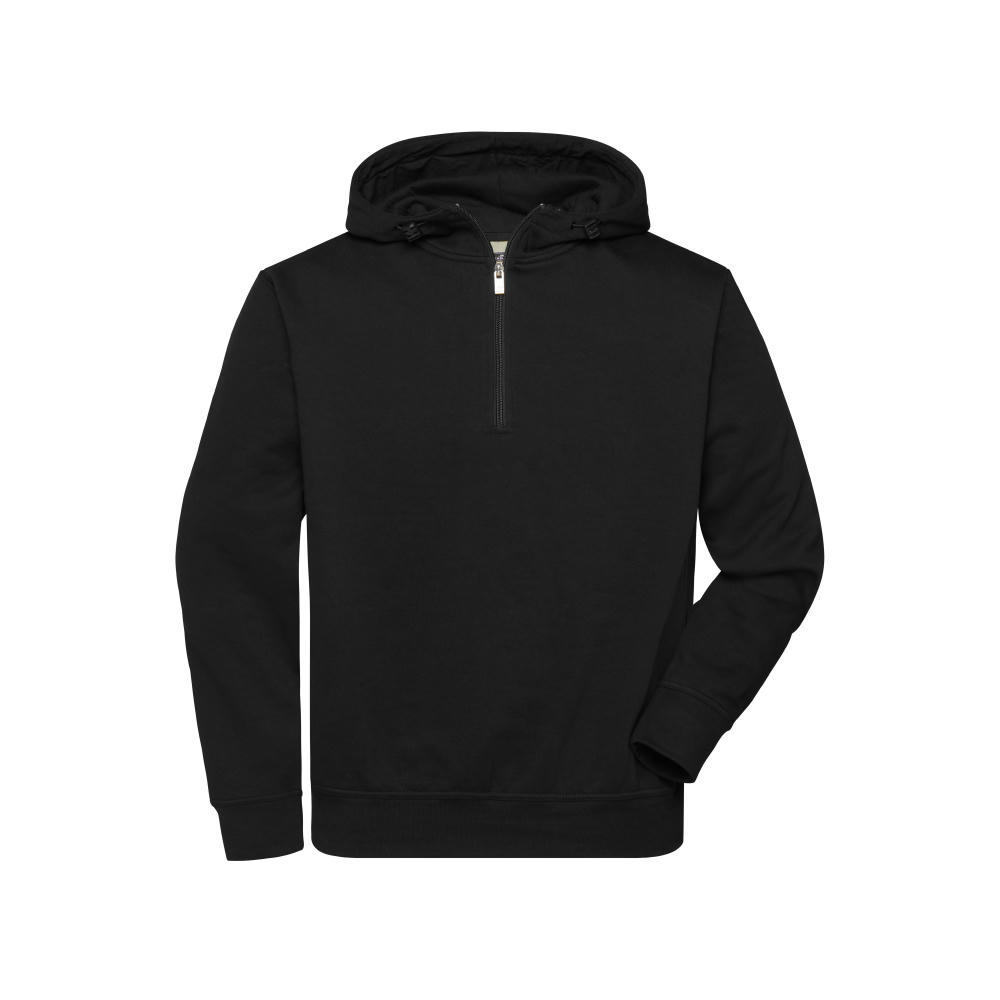 BIO Workwear-Half Zip Hoody - Sweatshirt mit Kapuze und Reißverschluss Werbeartikel