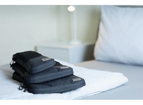 TROIKA Reise-Kompressionstaschen Set BLUE CYCLE PACKING CUBES Werbeartikel