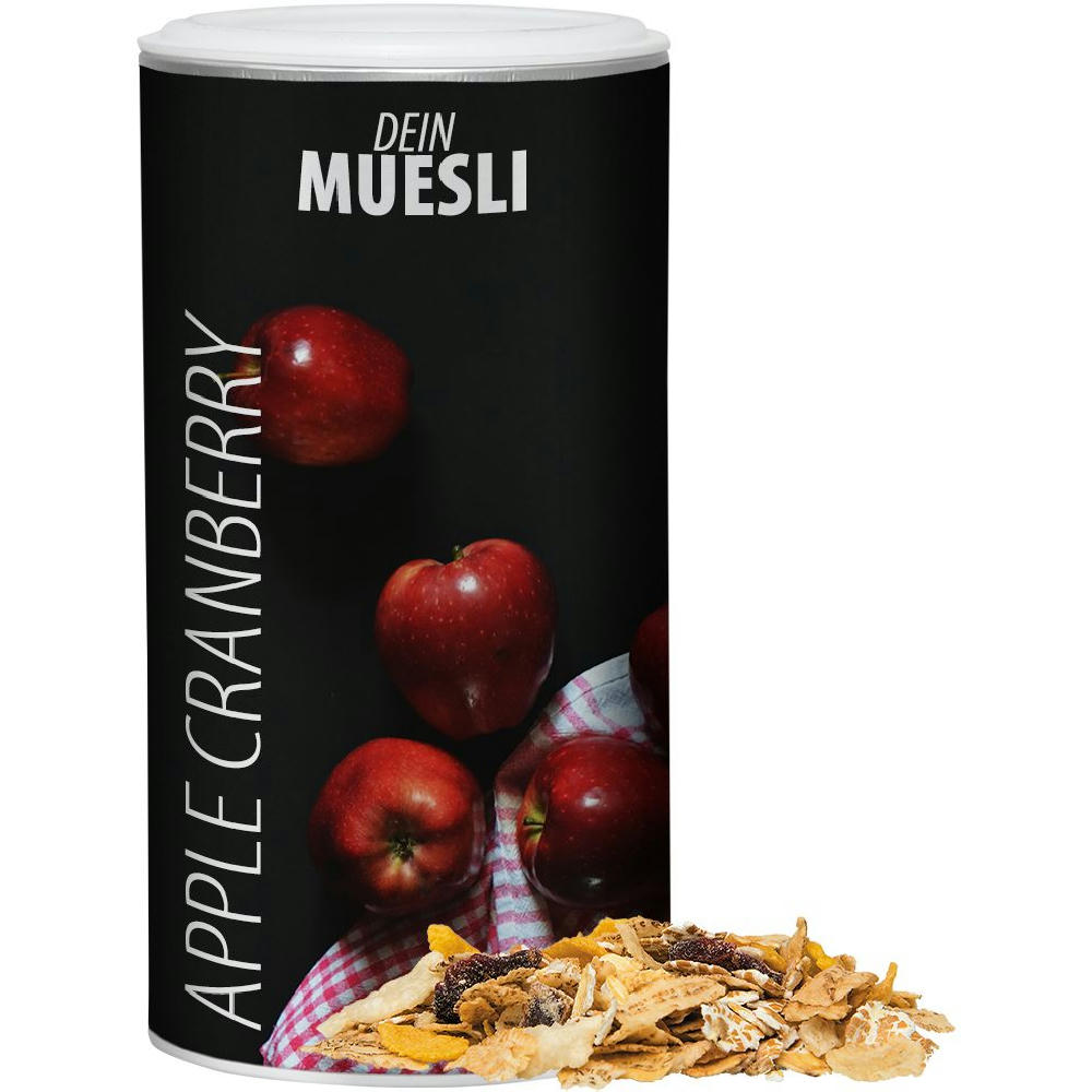 Product image Müsli Apfel-Cranberry, ca. 160g, Pappdose Medium Werbeartikel