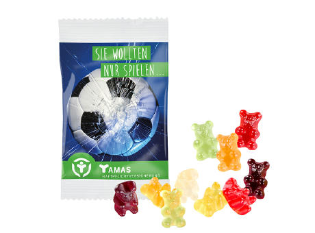 Fruchtgummi STANDARD 15 g, VEGAN im kompostierbaren Tütchen Werbeartikel
