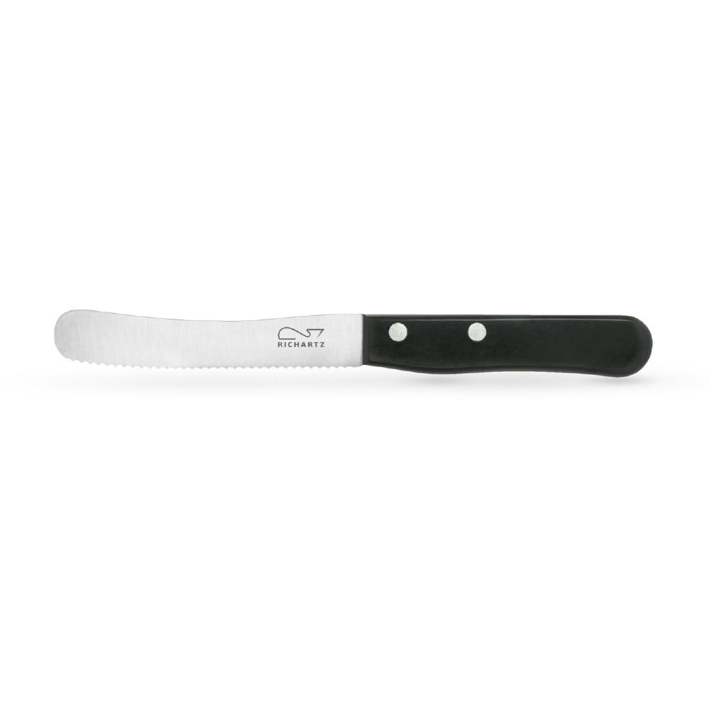 RICHARTZ Frühstück black: Frühstücksmesser mit Wellenschliff und schwarzem Griff – Messer mit Gravur Ihres Logos