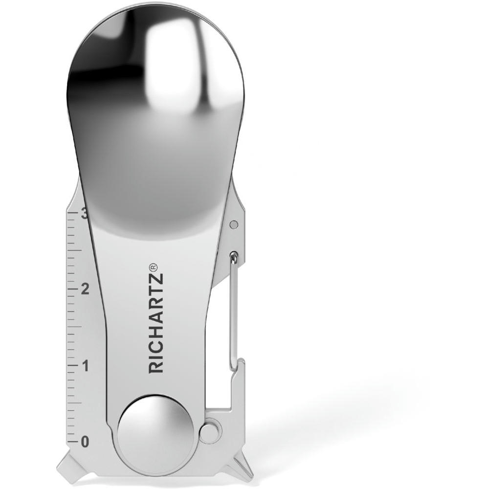 RICHARTZ KEY TOOL PLUS snack se: Multitool mit eingeklapptem Löffel und Lineal – Schlüsselanhänger-Multitool mit Ihrem Logo