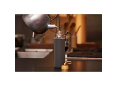 Product image Glasflasche mit Hülle "Bamboo" 1,0 l bedrucken