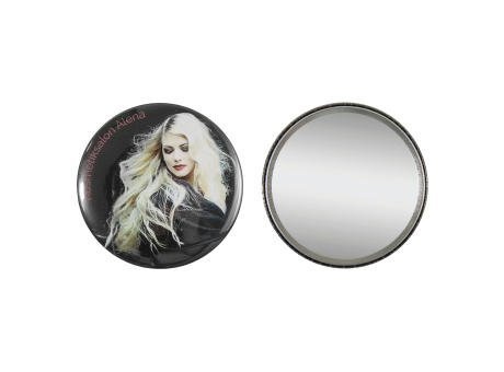 Metallbutton 75mm mit Spiegel Werbeartikel