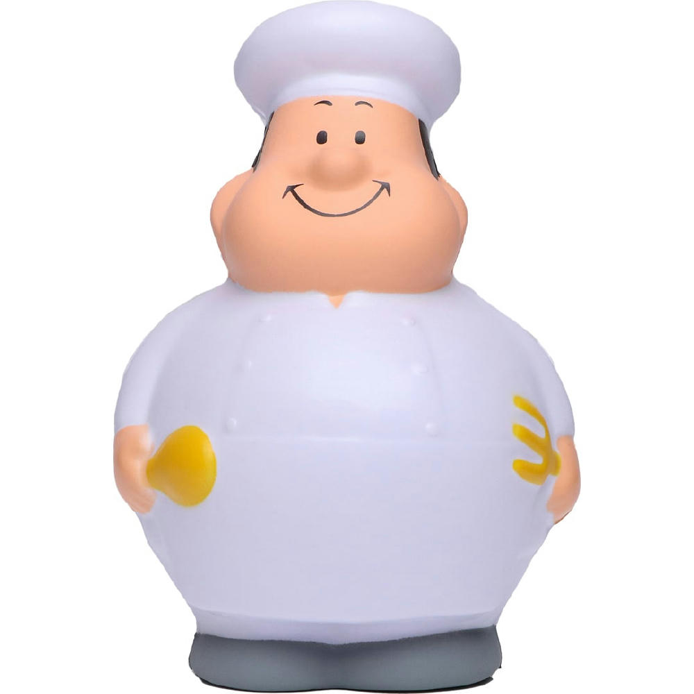 Gourmet Bert mit Kochmütze und weißer Kochjacke – Anti-Stress-Figur zum Bedrucken für Gastronomie und Catering