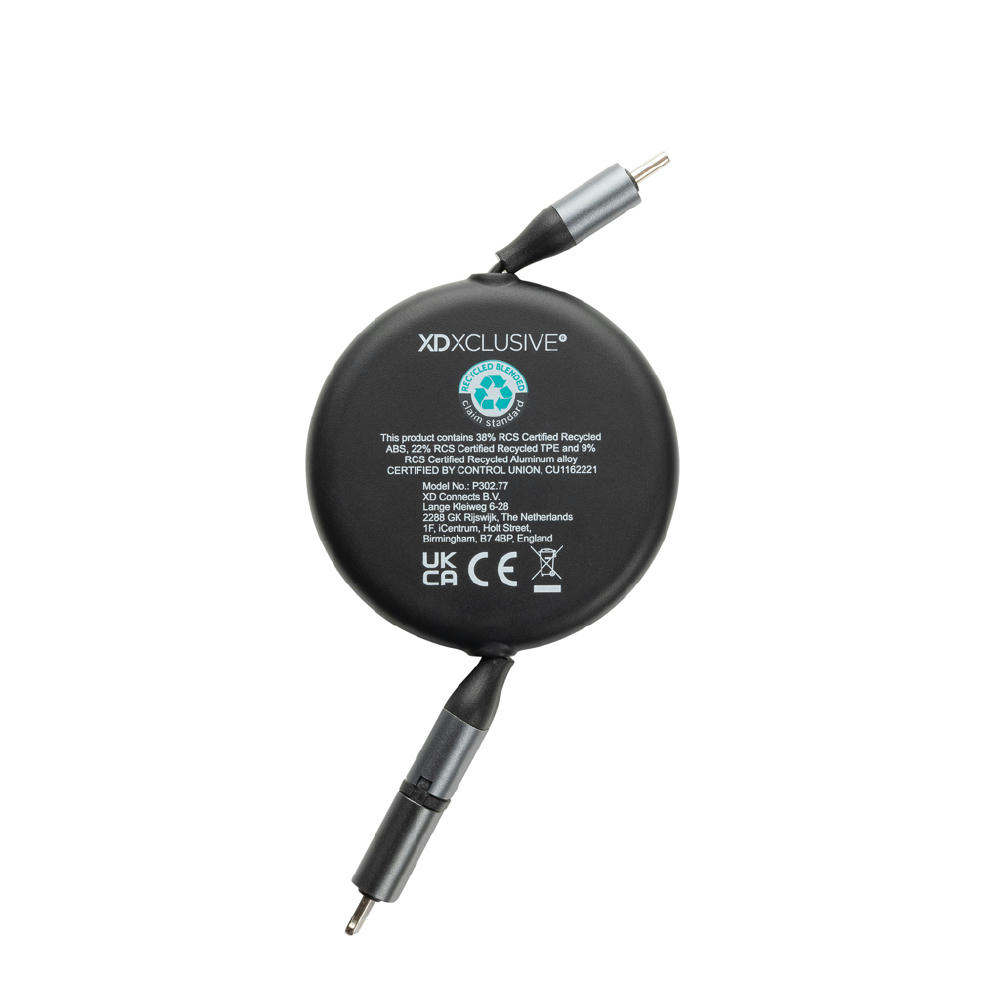 Terra ausziehbares 240W 2-in-1 Kabel aus RCS rec. Aluminium Werbeartikel