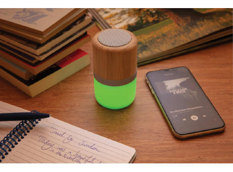 3W farbwechselnder Lautsprecher aus Bambus Werbeartikel