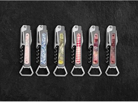 Kombiflaschenöffner ‘Hexagone’, clear Werbeartikel