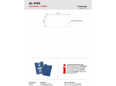 Parkscheibe STREET inkl. Blindprägung Werbeartikel