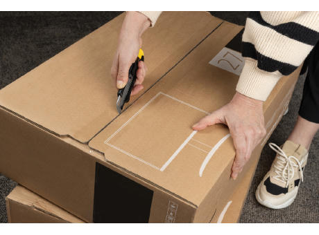 Nachfüllbares Pro-Abbrechmesser aus RCS recycelt. Kunststoff Werbeartikel