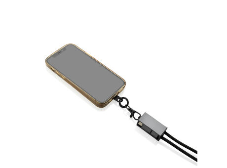 Terra 60Wduales Ladekabel aus RCS recyceltem PET mit Lanyard Werbeartikel