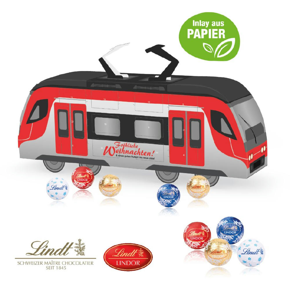 Product image 3D Adventskalender "Bahn" mit Lindt Schokolade mit Papier-Inlay Werbeartikel