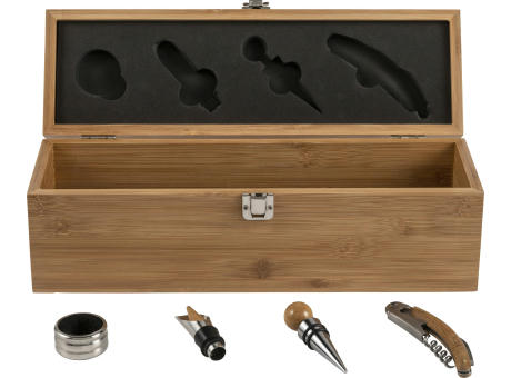 Weinset und Geschenkbox aus Bambus Gareth Werbeartikel