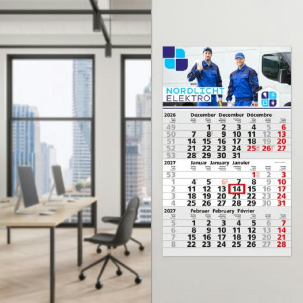 3-Monatskalender Einblatt Solid 3 EXPRESS Schrift klassisch Werbeartikel