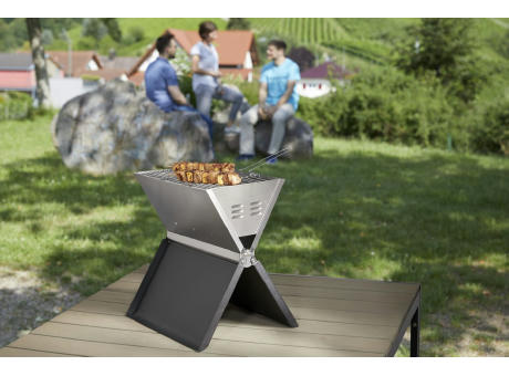 SOLID Klappbarer, moderner Holzkohlegrill Werbeartikel