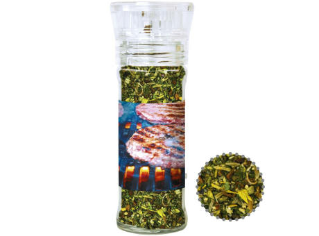 Product image Gewürzmischung Kräuter-Steakgewürz, ca. 30g, transparente Gewürzmühle Werbeartikel