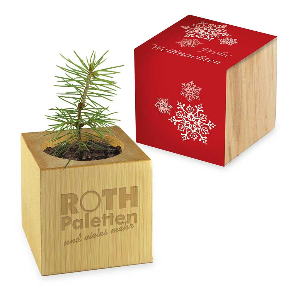 Pflanz-Holz - Standardmotiv - Frohe Weihnachten - ohne Lasergravur Werbeartikel