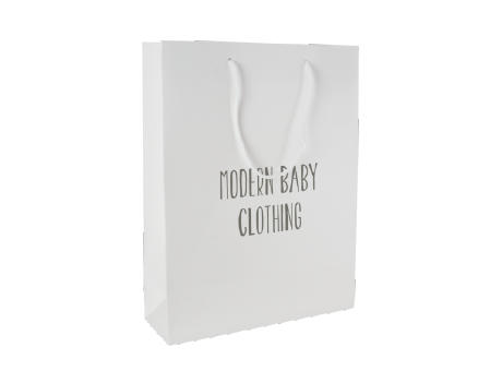 Product image Glanz-laminierte Papiertasche weiß 240x120x360 mm Werbeartikel