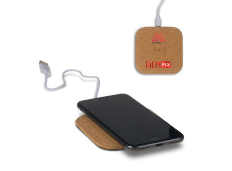 Square cork Wireless charger 5W Werbeartikel