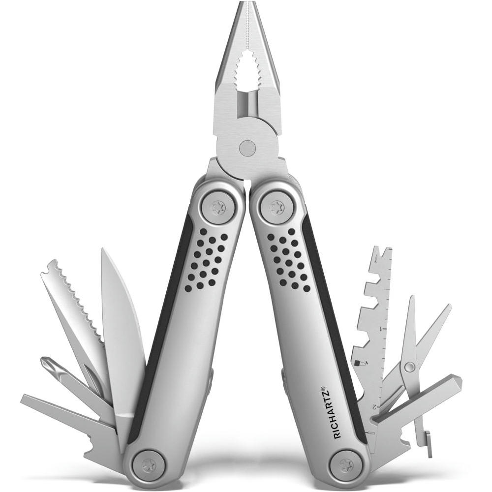RICHARTZ STRUKTURA tool 25+: Multitool-Zange mit Säge, Schere und Klinge in der Nahansicht – Werbeartikel mit Logo