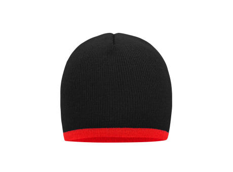 Beanie with Contrasting Border - Enganliegende Strickmütze ohne Umschlag Werbeartikel