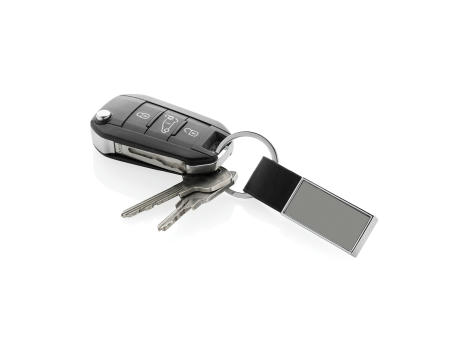 Schicker PU Schlüsselanhänger aus RCS recyc. Zinklegierung bedrucken