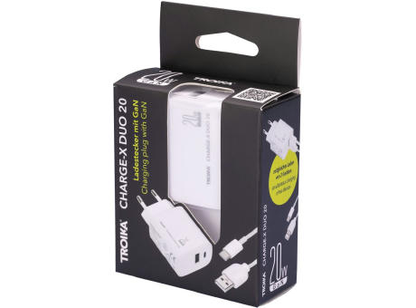 TROIKA Ladestecker CHARGE-X DUO 20 Werbeartikel