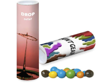 Bunte Schoko Erdnüsse, ca. 30g, Papprolle Werbeartikel