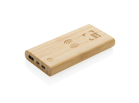 8.000mAh Bambus-Wireless-Powerbank bedrucken