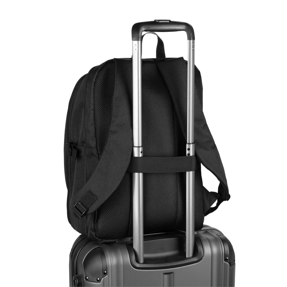 UDINE. Rucksack mit komplett öffnendem Fach aus recyceltem 300D Polyester, 16" Werbeartikel