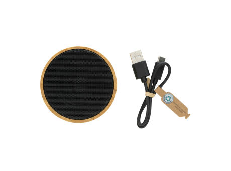 Kabelloser 3W-Lautsprecher aus RCS rKunststoff & Bambus Werbeartikel