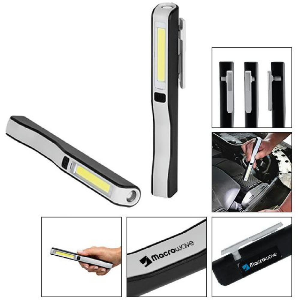 Product image LED Leuchte Check Light 130 L in Stiftform mit Clip, im Einsatz am Motor – Arbeitsleuchte als Werbeartikel