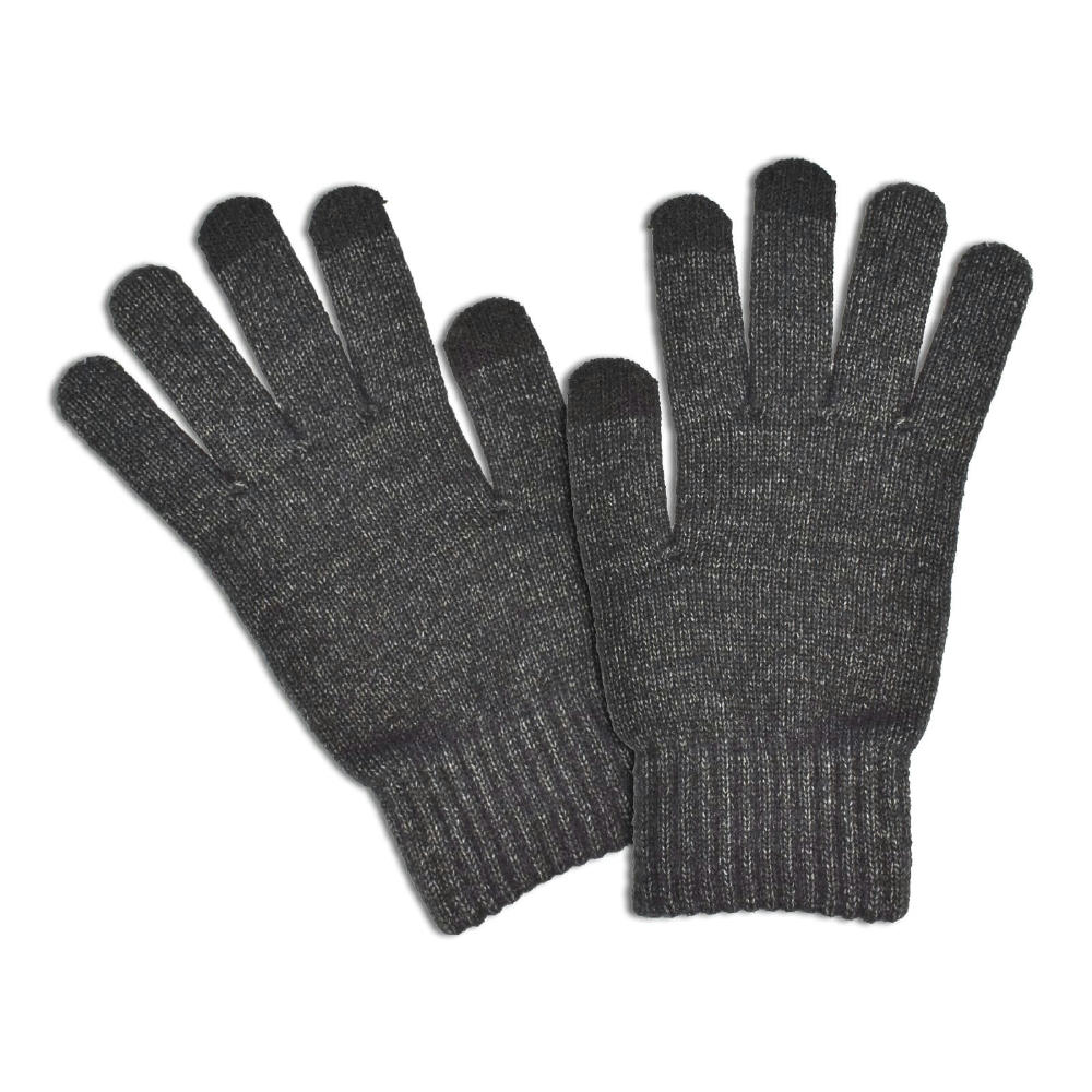 Product image Dunkelgraue Strickhandschuhe Exclusive mit schwarzen Touch-Fingerspitzen – Touchscreen-Handschuhe zum Bedrucken